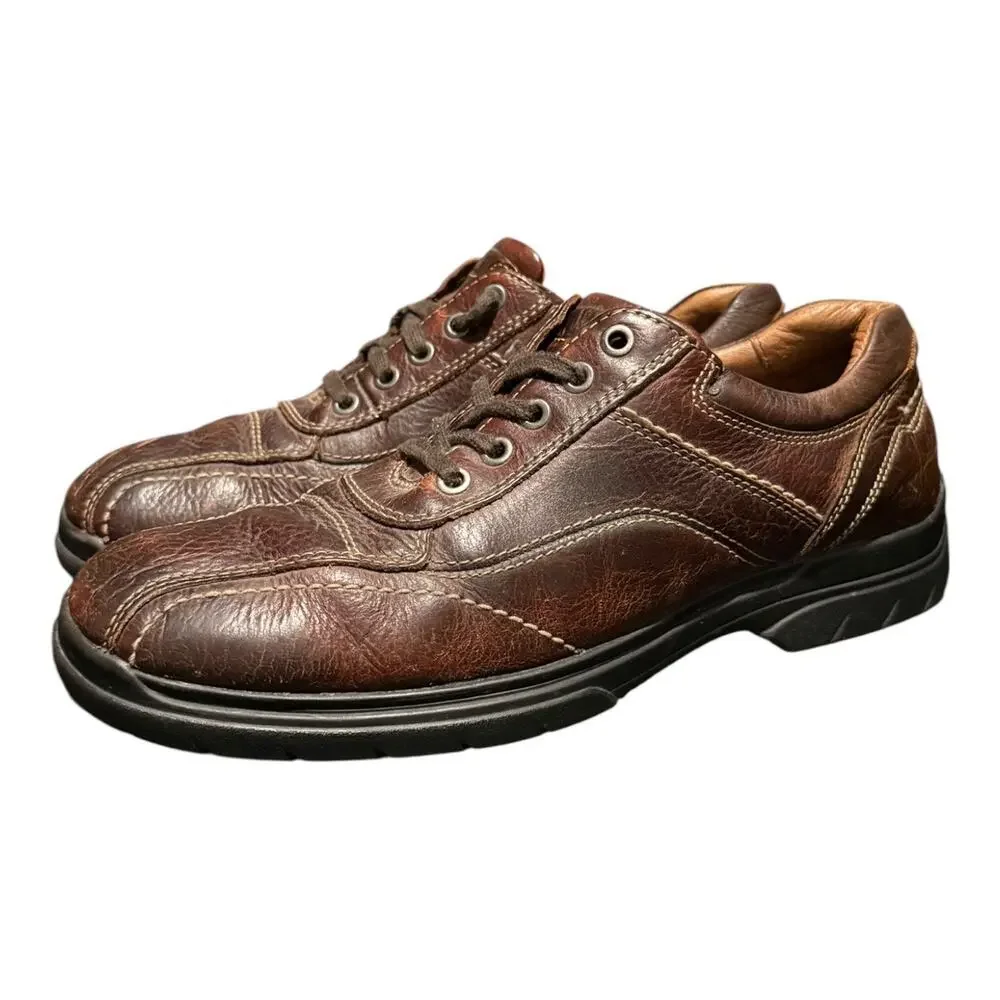 Johnston & Murphy Brown Leather Oxford Shoes Mens 9.5 Comfort Lace Up Dress